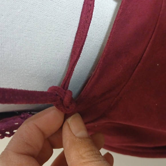 Flying Tomato Burgundy Wine Boho Mini Dress Size Medium - Picture 9 of 16